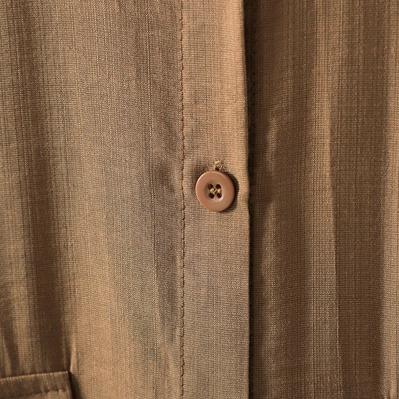 Buddha Stones Plain Buttons Women's Cotton Coat With Pockets