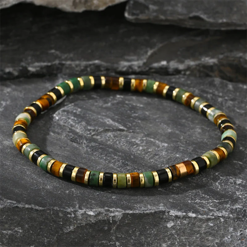 Buddha Stones Natural Hematite Tiger Eye Stones Support Bracelet