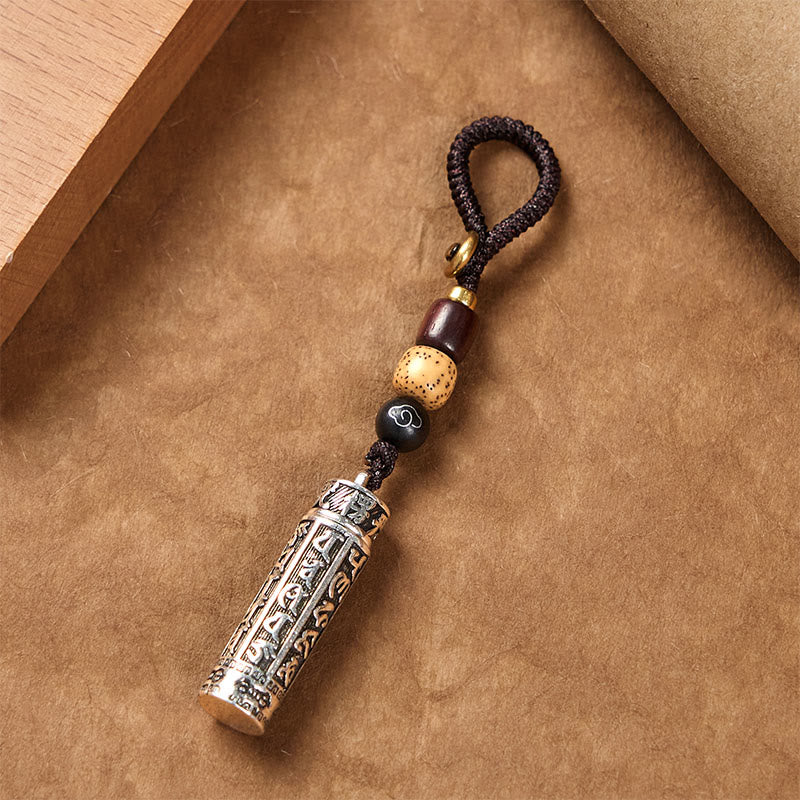 Buddha Stones Tibetan Om Mani Padme Hum Shurangama Mantra Vajra Pattern Copper Purity Key Chain