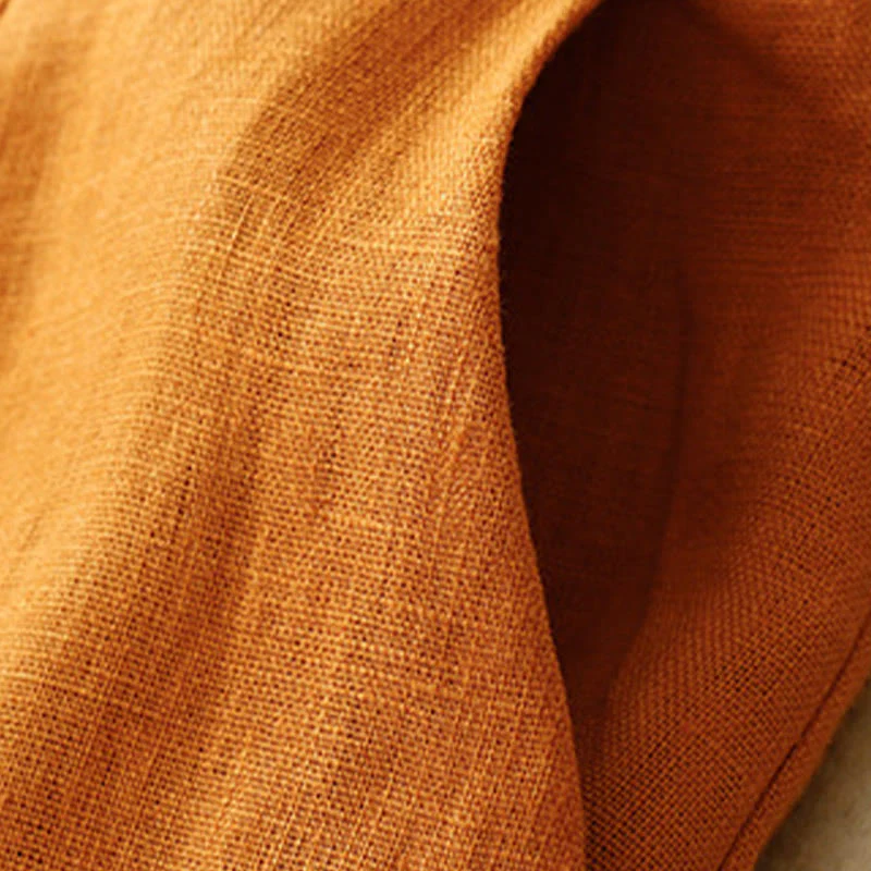 Buddha Stones Summer Casual Simple Design Linen Women's Wide Leg Pants With Zipper Pockets