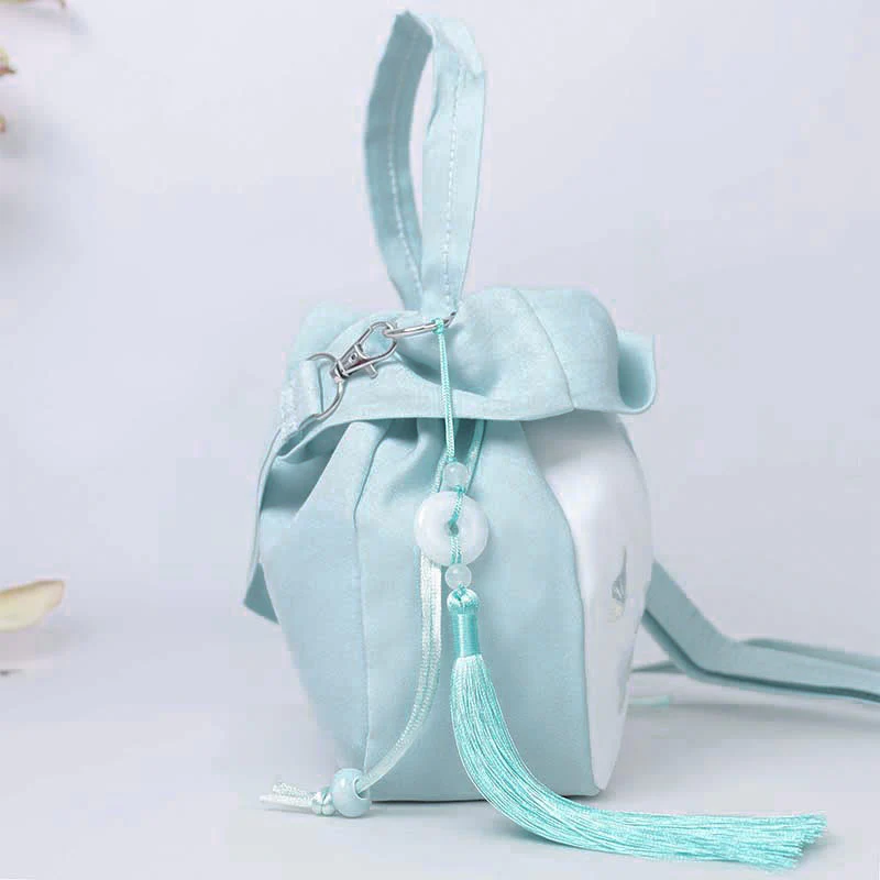 Buddha Stones Suzhou Embroidery Lotus Epiphyllum Magnolia Cotton Linen Tote Crossbody Bag Shoulder Bag Handbag