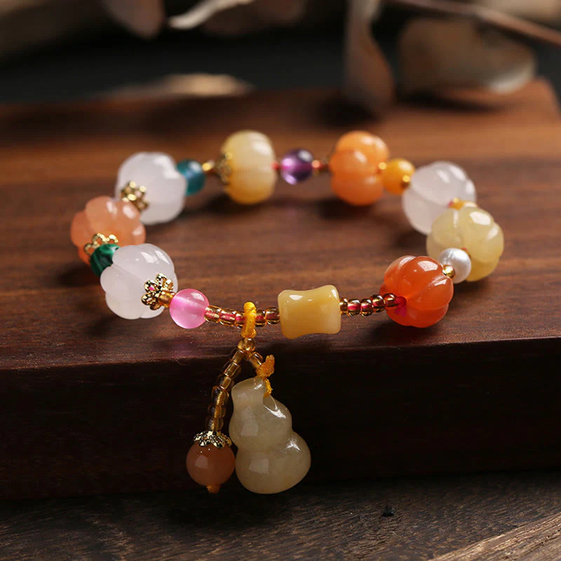 Buddha Stones Natural Golden Silk Jade Crystals Gourd Pixiu Pumpkin Beads Wealth Charm Bracelet