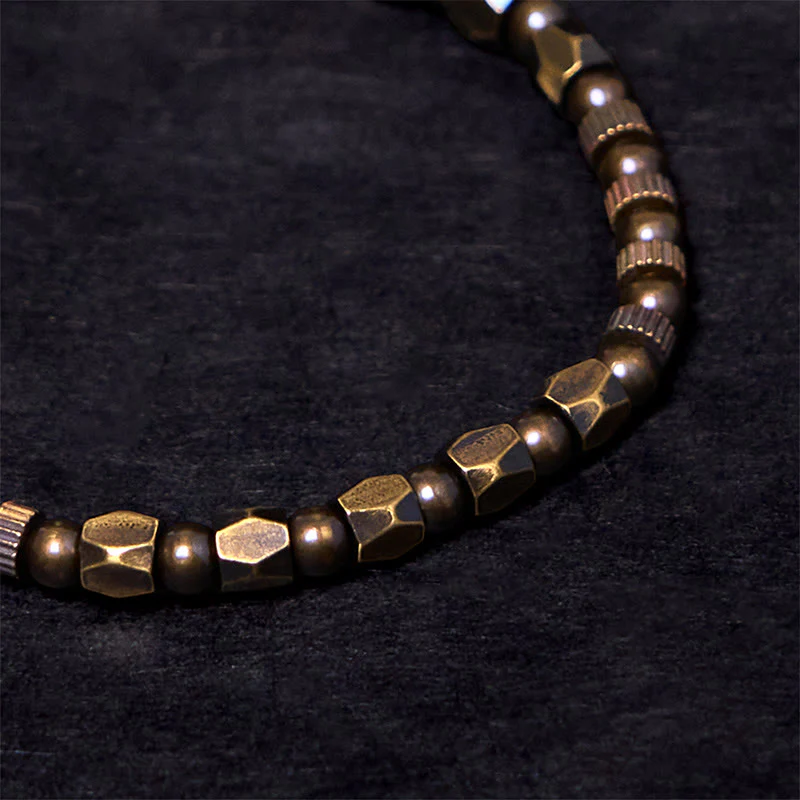 Buddha Stones Retro Distressed Irregular Design Copper Brass Luck Bracelet