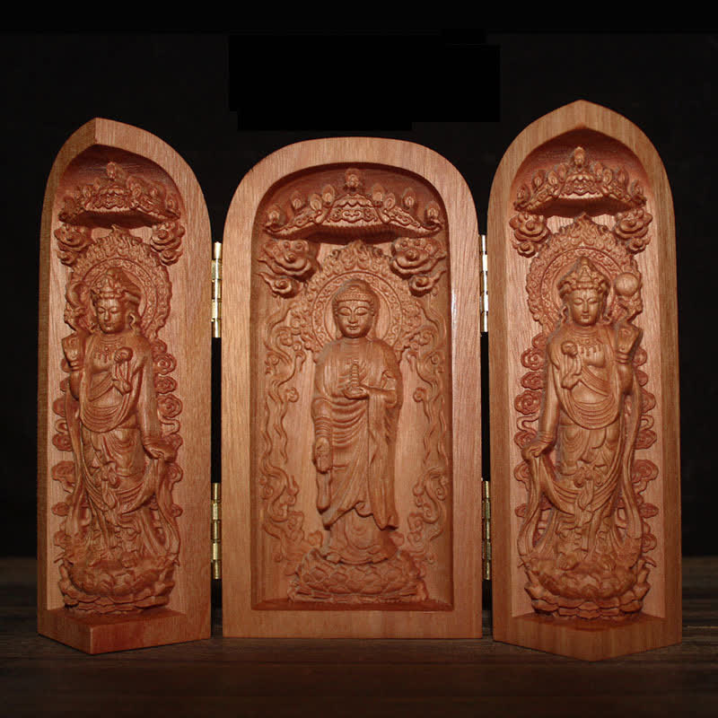 Buddha Stones Avalokitesvara Kwan Yin Buddha Cherry Wood Compassion Home Decoration Altar