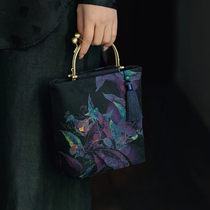 Buddha Stones Leaves Butterfly Metal Chain Crossbody Bag Shoulder Bag Handbag