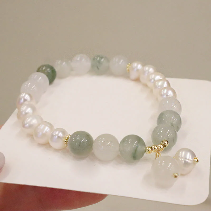 Buddha Stones Natural Pearl Jade Healing Sincerity Bracelet