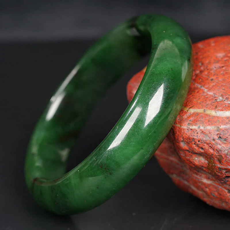 Buddha Stones Natural Hetian Cyan Jade Happiness Success Bracelet Bangle