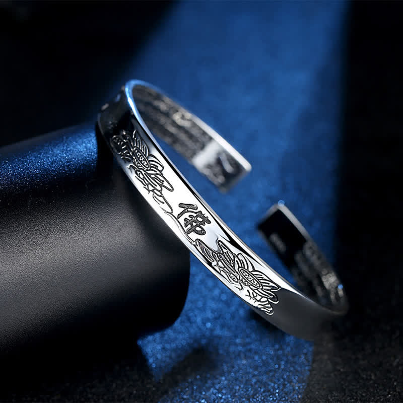 Buddha Stones Heart Sutra Mantra Lotus Peace Copper Cuff Bracelet Bangle