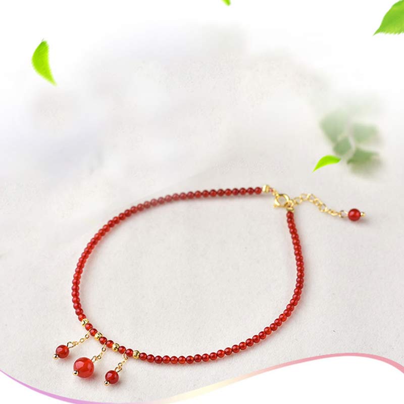 Buddha Stones Red Agate Confidence Calm Anklet