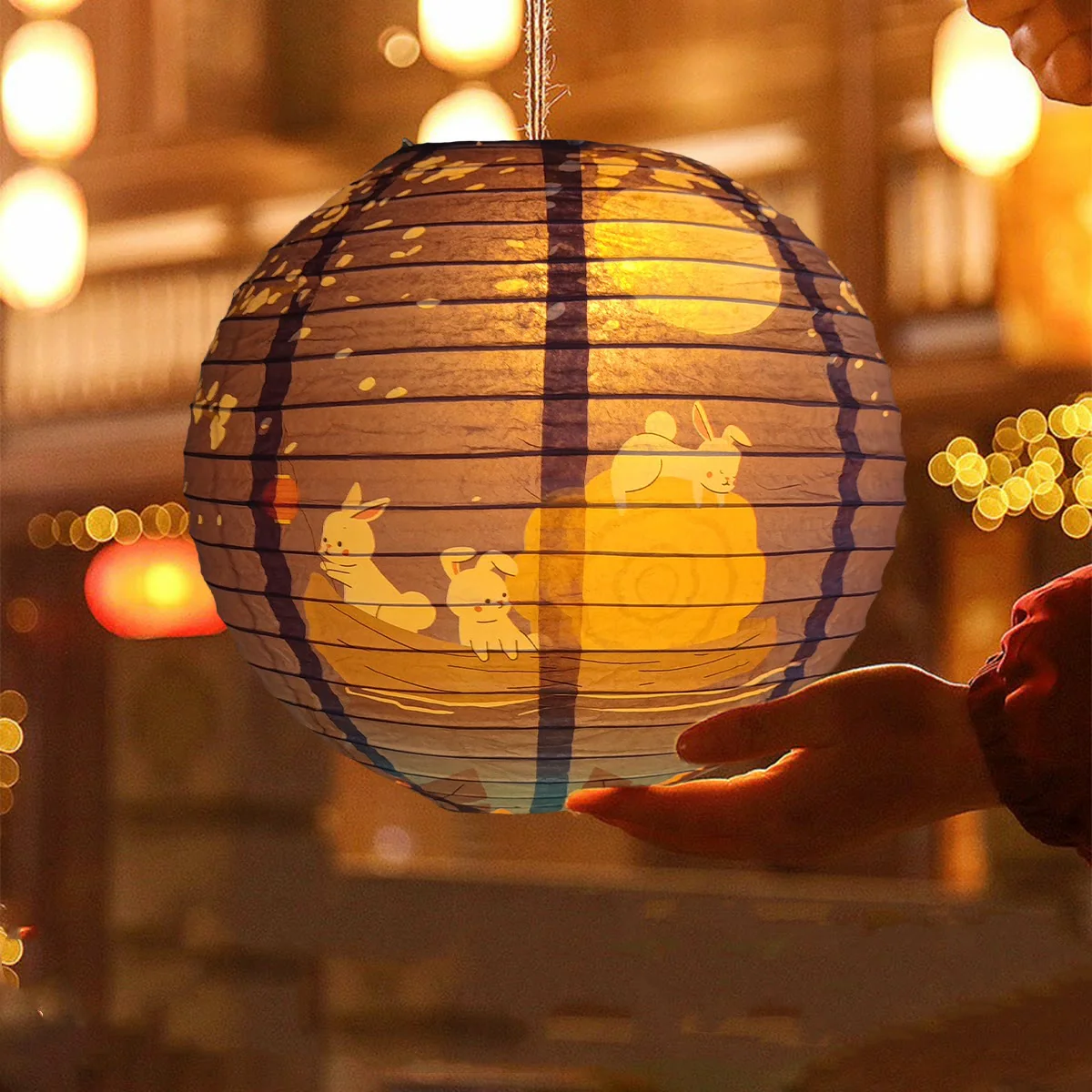 Buddha Stones DIY Rabbit Paper Lantern Lamp Mid-Autumn Festival Lantern Decoration