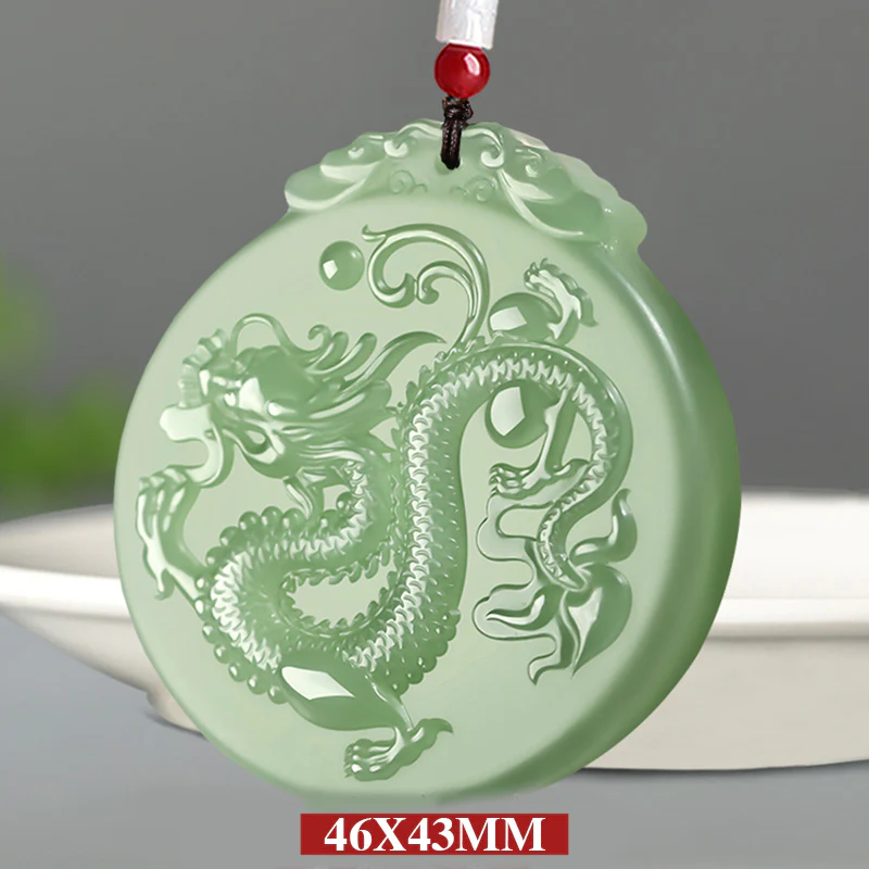 Buddha Stones Chinese Zodiac Dragon Jade Luck Necklace String Pendant