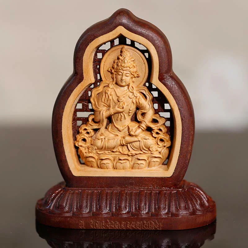 Buddha Stones Vajrasattva Buddha Wood Engraved Compassion Statue Figurine Decoration
