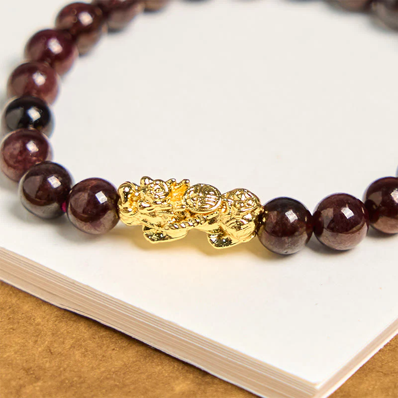Buddha Stones Natural Garnet Beads PiXiu Protection Bracelet