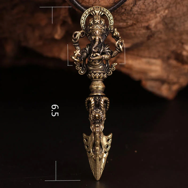 Buddha Stones Tibetan Ganesh Ganpati Elephant God of Wealth Dorje Vajra Spiritual Power Necklace Pendant