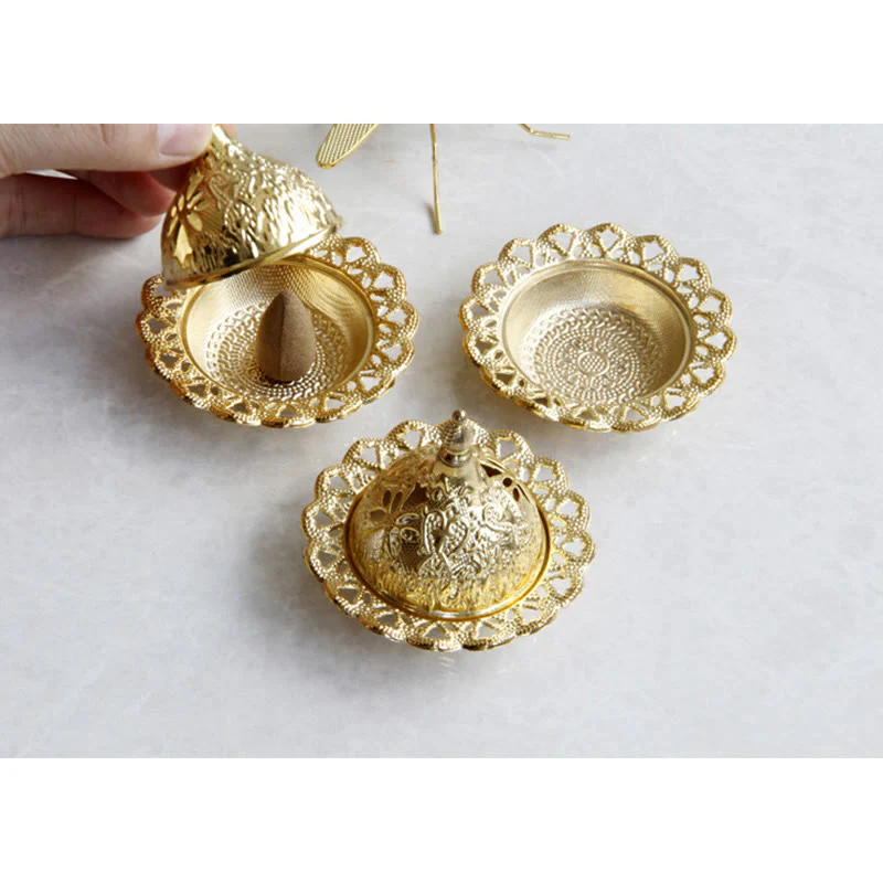 Buddha Stones Tibetan Gold Mini Meditation Incense Burner