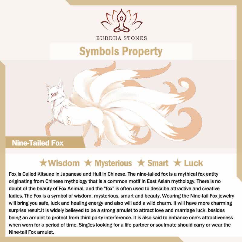 Buddha Stones Hetian Cyan Jade Nine Tailed Fox Luck Necklace String Pendant