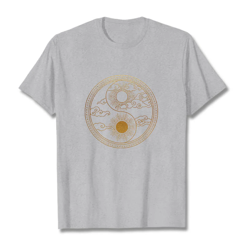 Buddha Stones Yin Yang Sun Auspicious Clouds Tee T-shirt