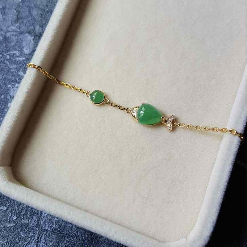 Buddha Stones Green Chalcedony Koi Fish Courage Strength Bracelet