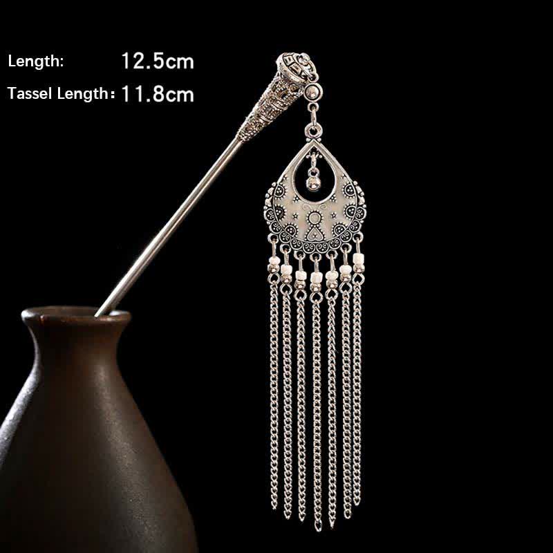 Buddha Stones Water Drop Lily of the Valley Flowers Tassels Confidence Hairpin
