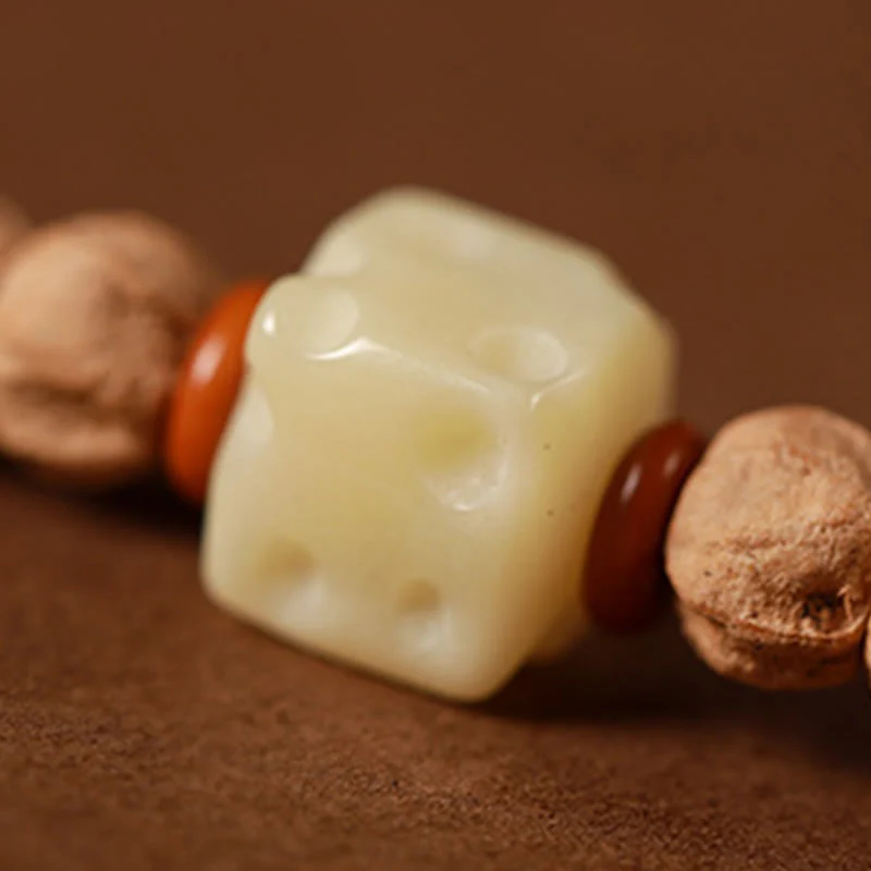 Buddha Stones 108 Beads Bodhi Seed Red Agate Deer Head Wisdom Mala Bracelet