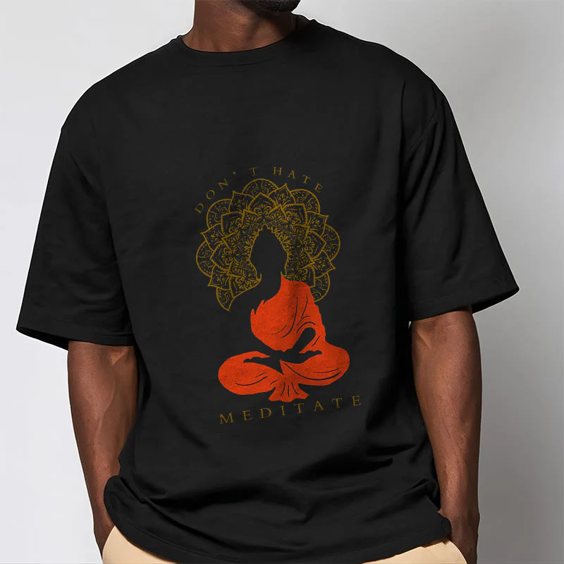 Buddha Stones Casual Meditative Buddha Mandala Pattern Cotton Tee T-Shirt
