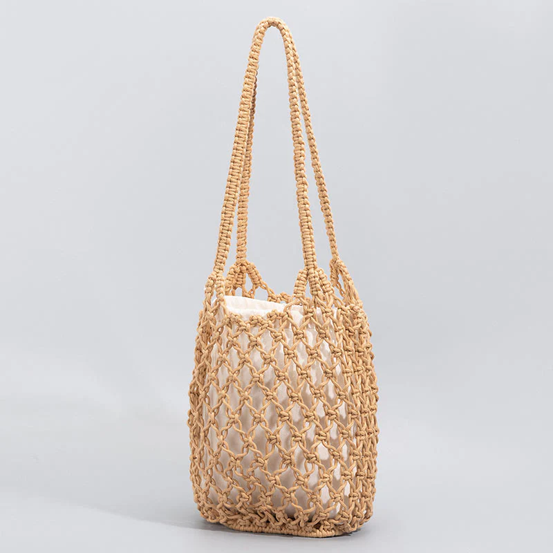 Buddha Stones Hand-woven Cotton Thread Shoulder Bag Handbags