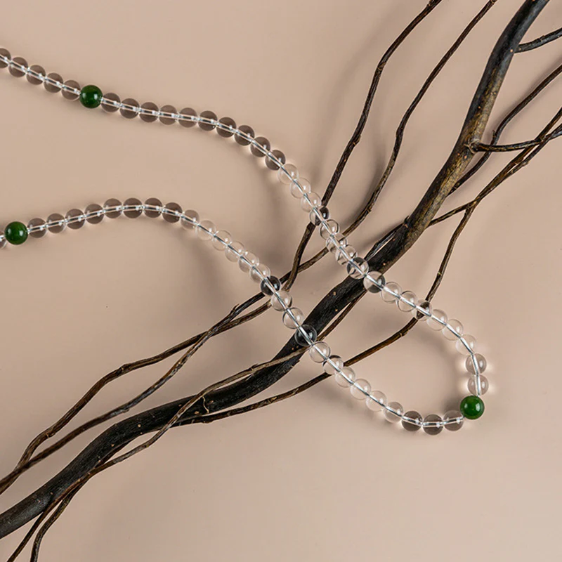 Buddha Stones 108 Beads White Crystal Jade Meditation Bracelet Mala