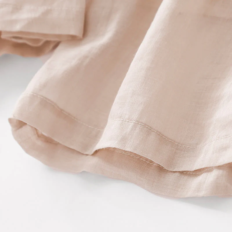 Buddha Stones Summer Embroidery Double Layer Cotton Linen Women's Wide Leg Pants With Pockets