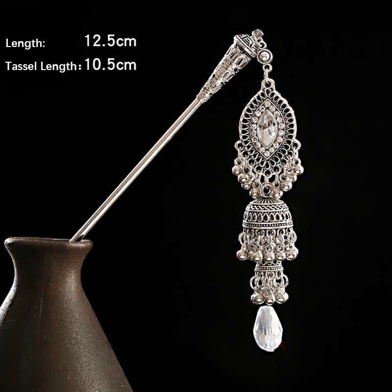 Buddha Stones Water Drop Lily of the Valley Flowers Tassels Confidence Hairpin