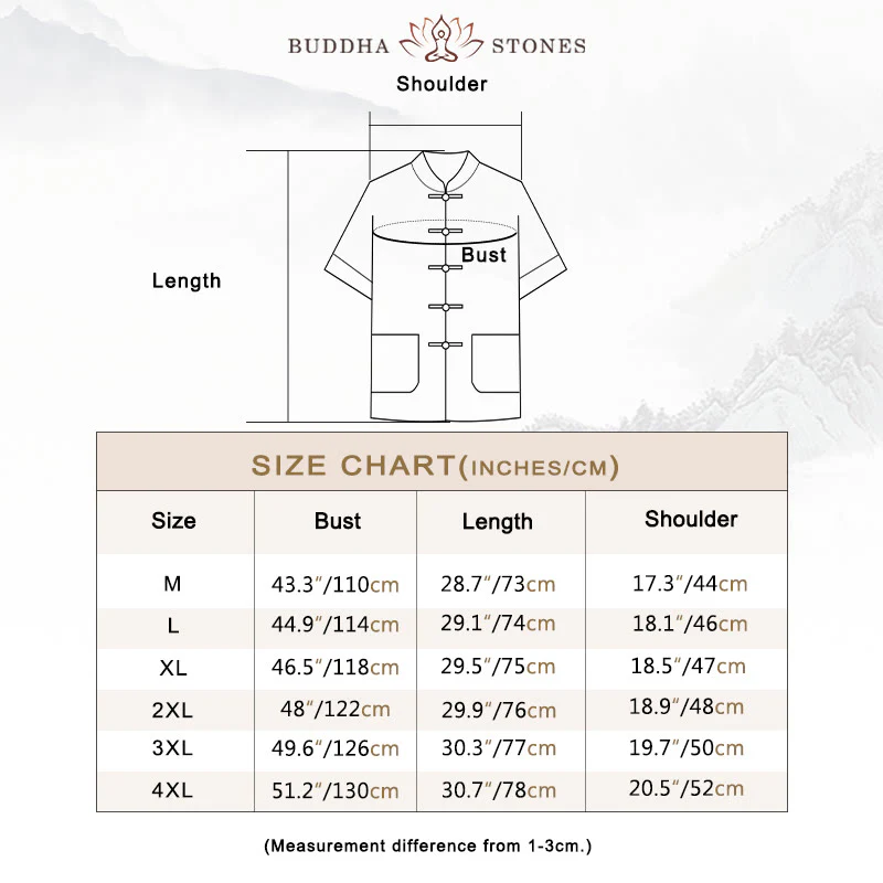 Buddha Stones Tang Frog-Button Three Quarter Sleeve Shirt Wide Leg Pants Cotton Linen Men's Suit