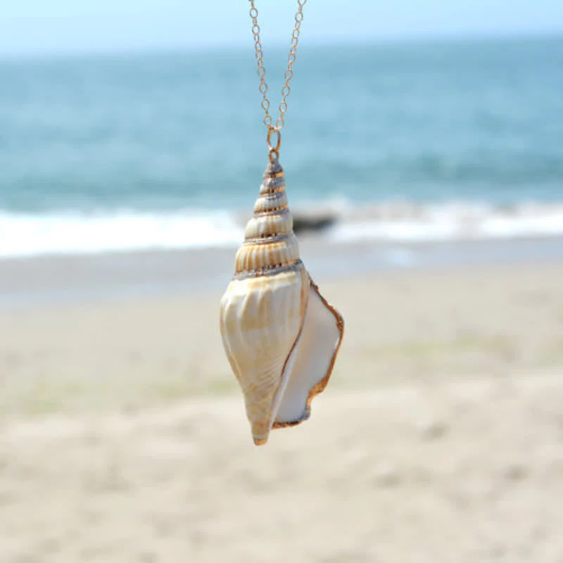 Buddha Stones Natural Shankha Conch Shell Seashell Lucky Necklace Pendant