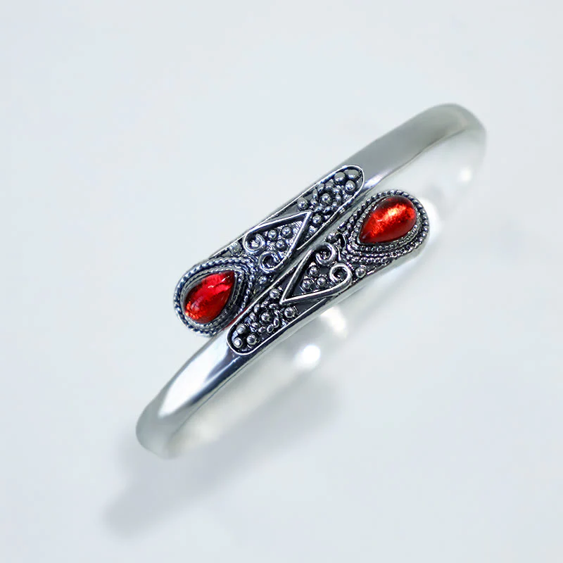 Buddha Stones Zircon Water Drop Pattern Healing Cuff Bracelet Bangle