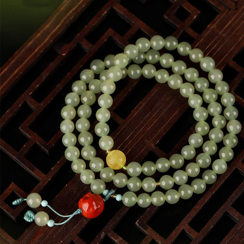 Buddha Stones Jade Red Agate Amber Laughing Buddha Prosperity Bracelet