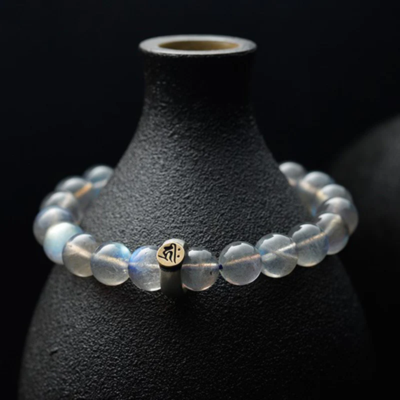 Buddha Stones 12 Chinese Zodiac Moonstone Calm Love Bracelet