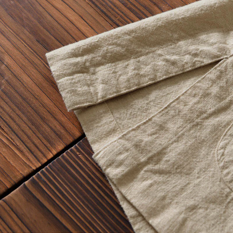 Buddha Stones Frog-Button Chinese Tang Suit Cotton Linen Men Jacket Shirt With Pockets