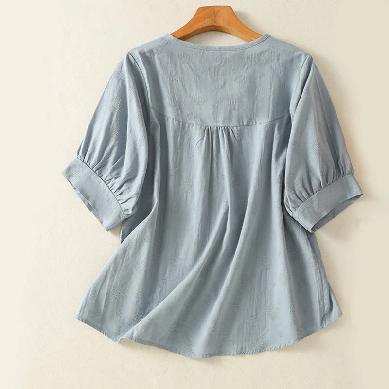 Buddha Stones 2pcs Plain Women's Short Sleeve Shirt Harem Pants Meditation Clothing Set