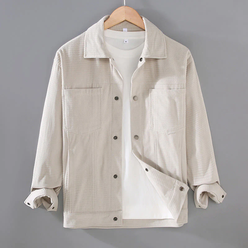 Buddha Stones Vintage Lapel Design Buttons Men's Long Sleeve Jacket With Pockets
