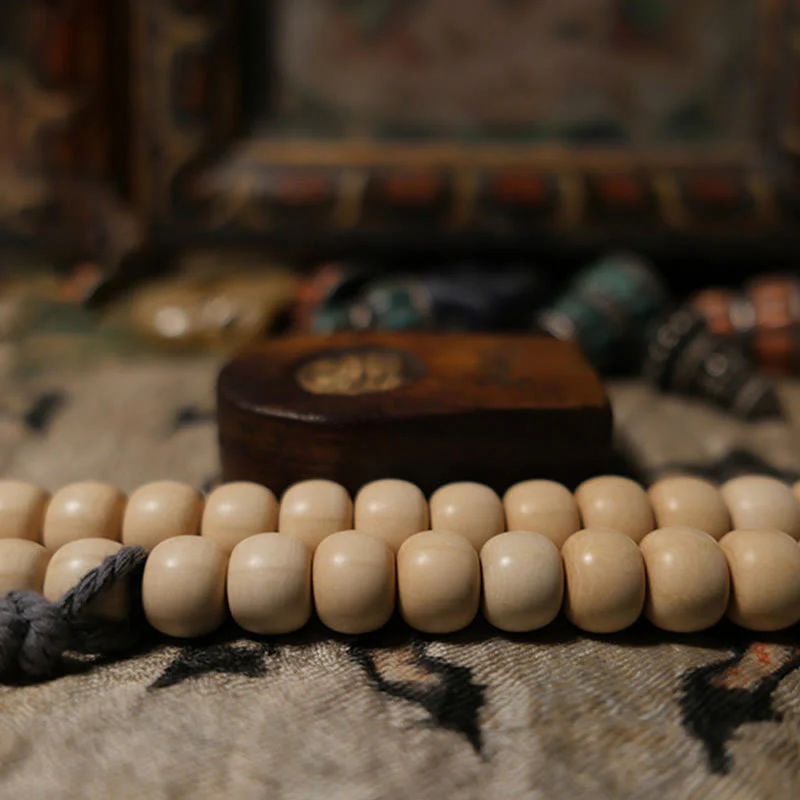 Buddha Stones 108 Mala Beads Abelia Biflora Wood Warding Off Evil Spirits Wrist Mala