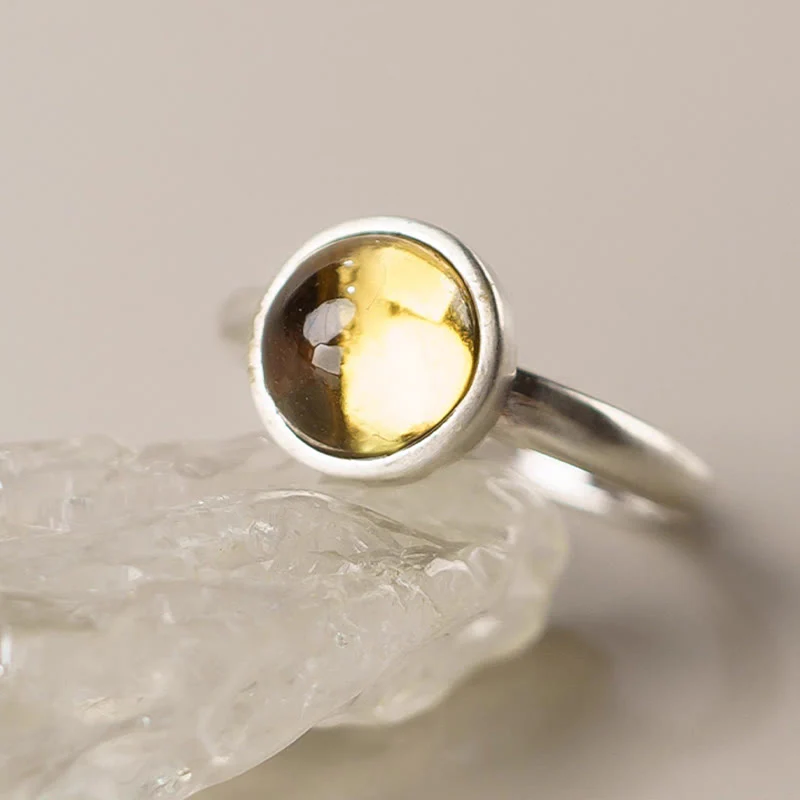 Buddha Stones Natural 925 Sterling Silver Citrine Adjustable Protection Ring