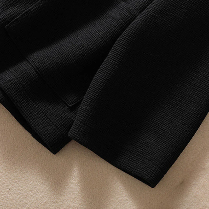 Buddha Stones Plain Lapel Women's Cotton Jacket With Pockets