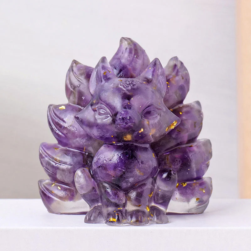Buddha Stones Small Various Stone Strawberry Quartz Amethyst Green Aventurine Nine Tailed Fox Healing Home Decoration