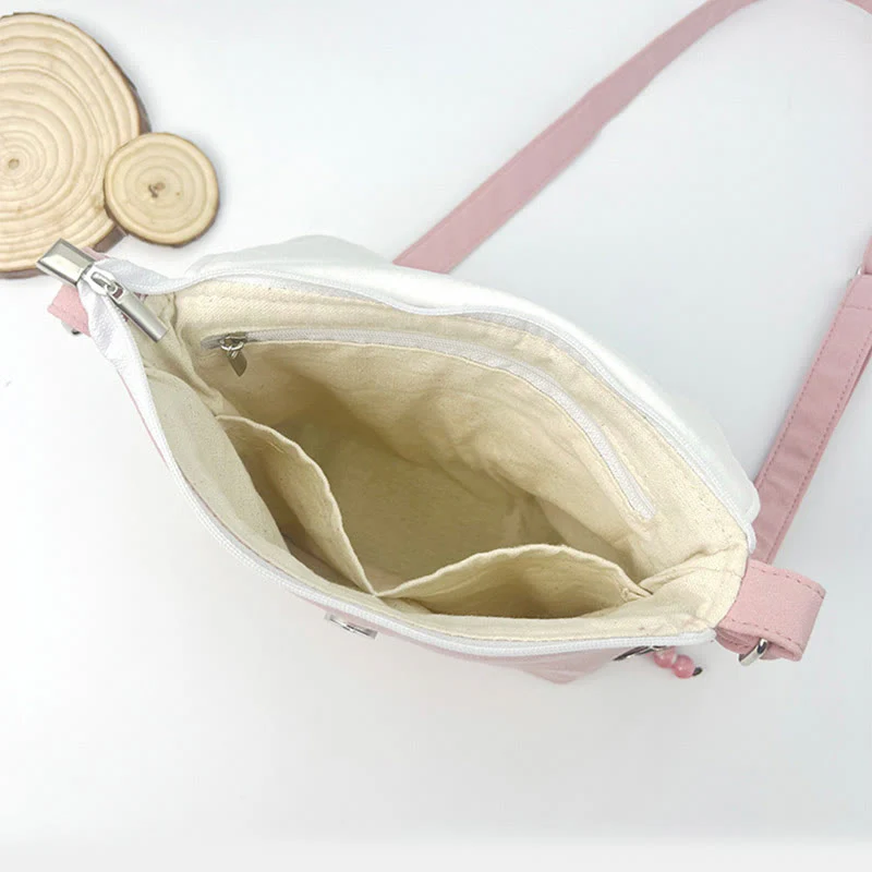 Buddha Stones Embroidered Camellia Epiphyllum Gardenia Sakura Flowers Crossbody Bag Shoulder Bag Cellphone Bag