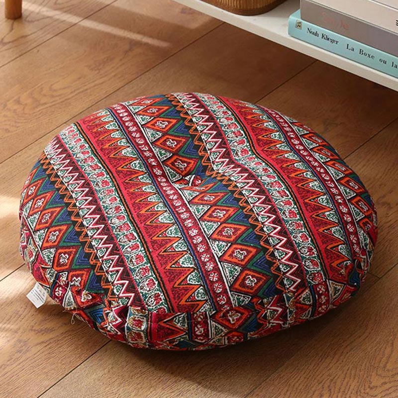 Buddha Stones Lotus Simple Pattern Linen Meditation Seat Cushion Home Living Room Decoration