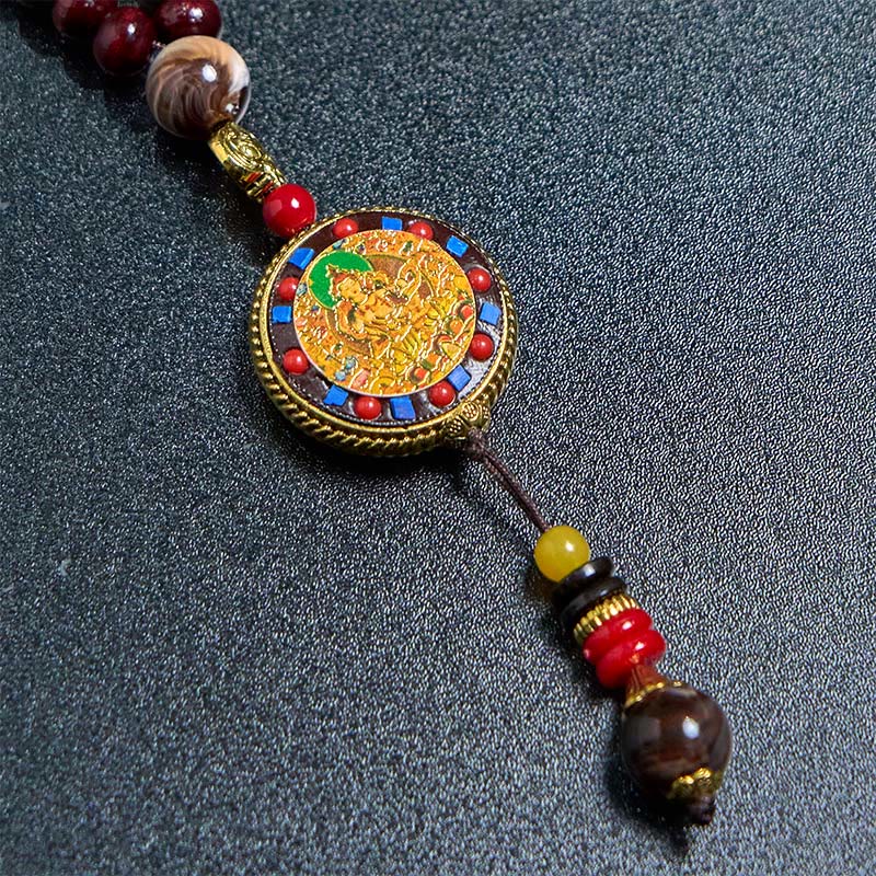 Buddha Stones Tibetan Handmade Wood Beads Om Mani Padme Hum Samantabhadra Bodhisattva Purity Necklace Pendant