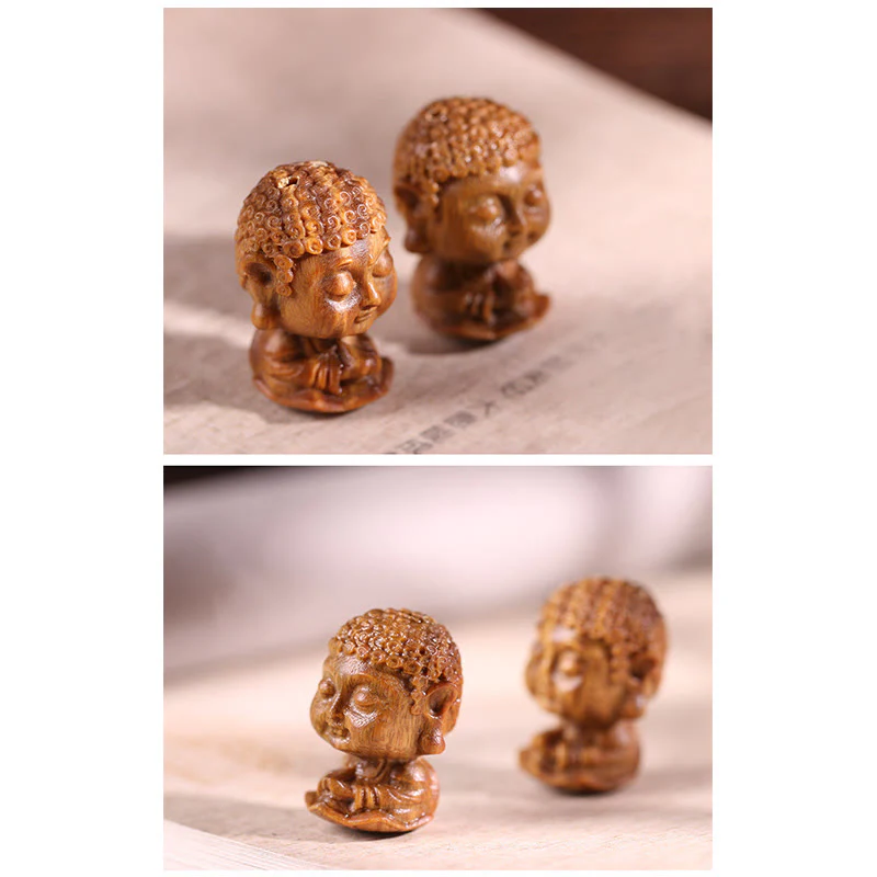 Buddha Stones Chinese Zodiac Natal Buddha Green Sandalwood Lotus Engraved Positive Home Decoration