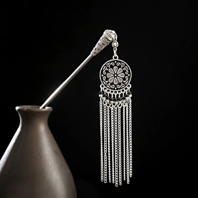 Buddha Stones Water Drop Lily of the Valley Flowers Tassels Confidence Hairpin