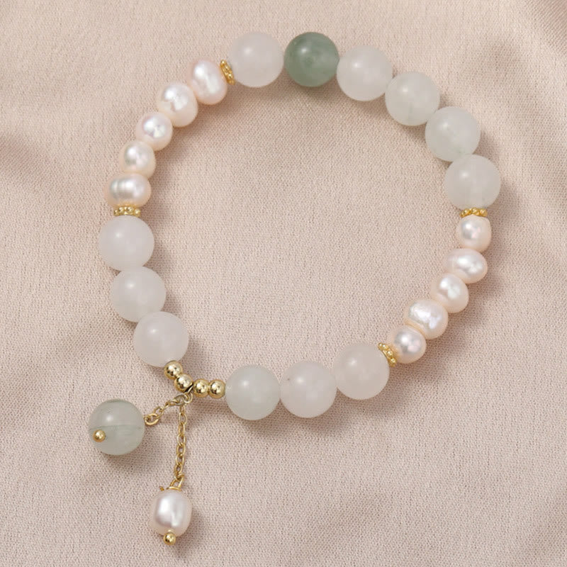 Buddha Stones Tianshan Jade Pearl Abundance Bracelet