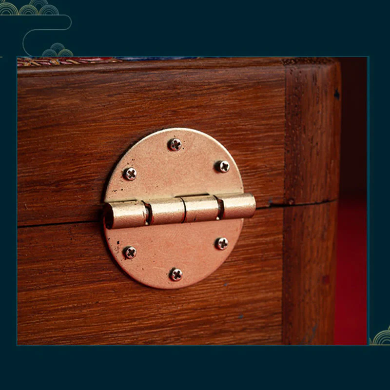 Buddha Stones Retro Handmade Floral Pattern Rosewood Jewelry Storage Box Lockable Wooden Gift Organizer Box