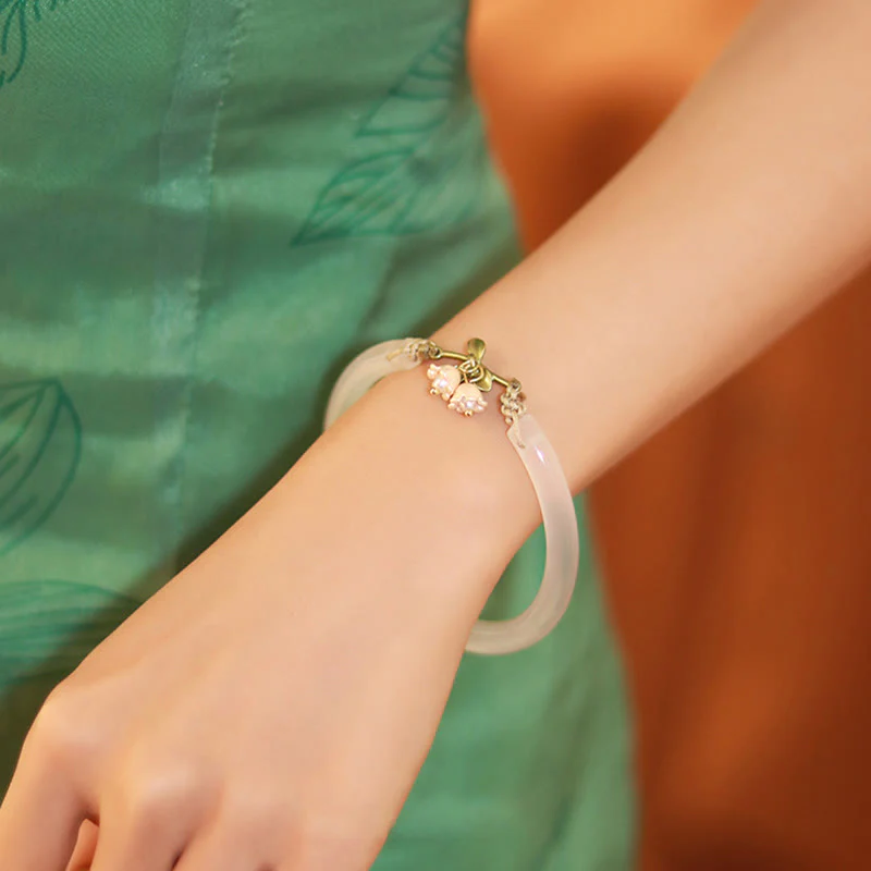 Buddha Stones Lily of the Valley Flower Happiness Strength Bracelet Bangle