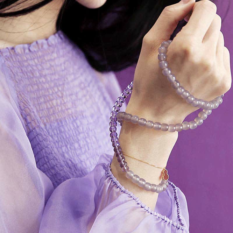 Buddha Stones Natural Amethyst Crystal Meditation Healing Bracelet